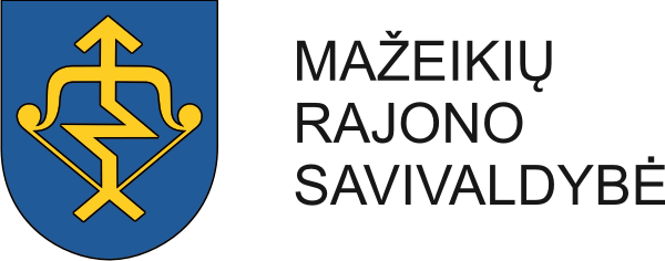 Logo of the Mažeikiai District Municipality, featuring a stylized blue emblem and the name in bold letters.