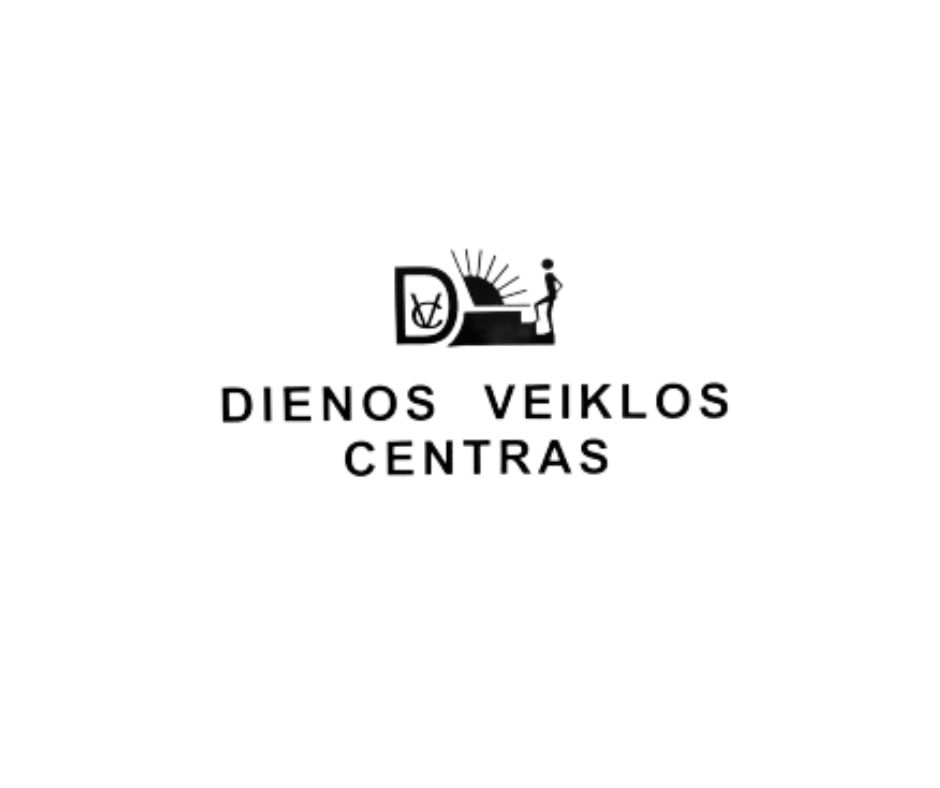 Logo of Dienos Veiklos Centras, featuring a stylized design with the initials "D" and an illustration representing daily activities.